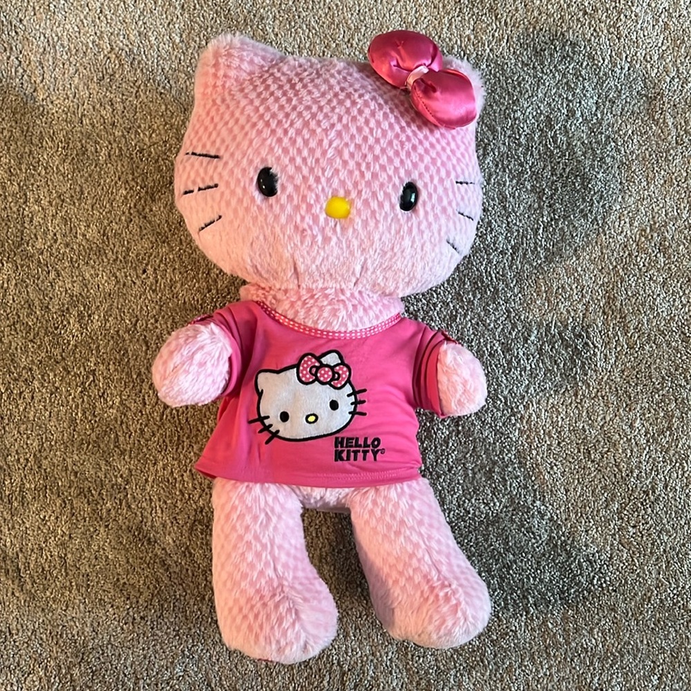 Hello Kitty Stuffy - Pink Waffle Fur Pattern - Rare - Build A Bear